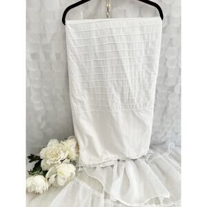 100% Cotton IKEA queen BRIGHT WHITE duvet cover pleated top stitched modern